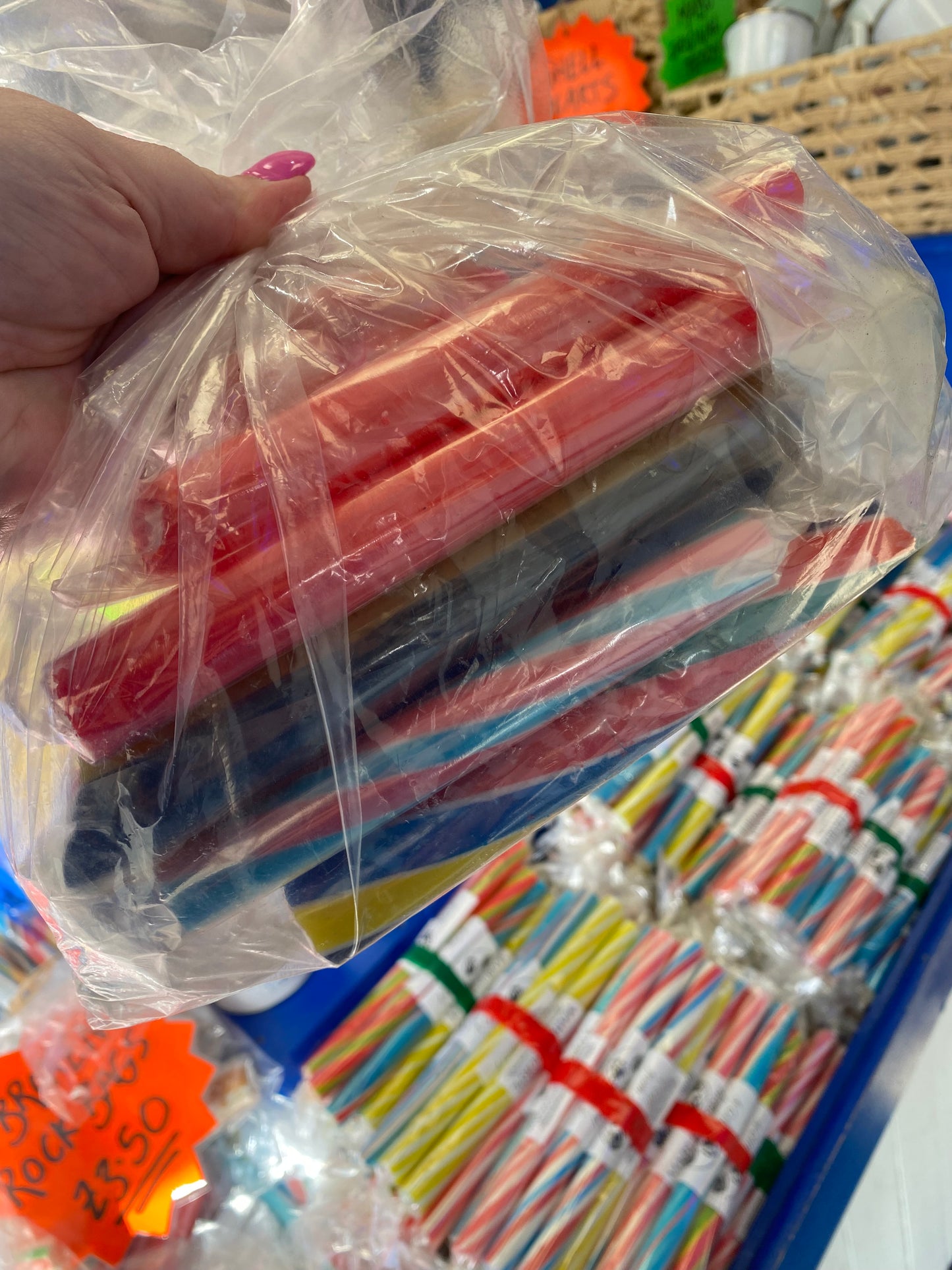 Bags of broken rock