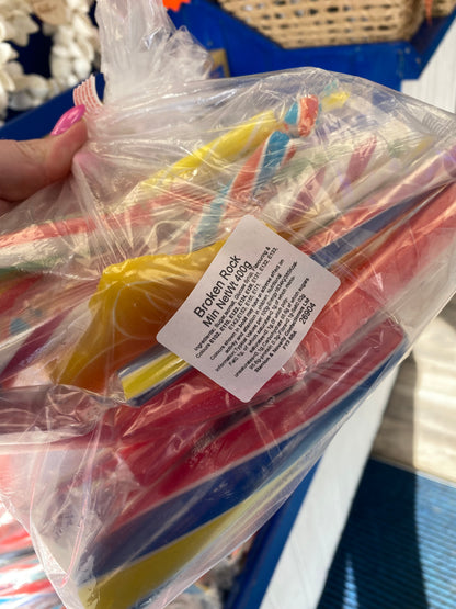 Bags of broken rock